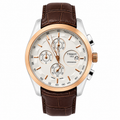 Heritage Chronograph Watch — Rose Gold & White, Brown Leather