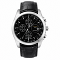 Heritage Chronograph Watch — Onyx Black Dial, Black Leather