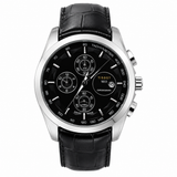 Heritage Chronograph Watch — Onyx Black Dial, Black Leather