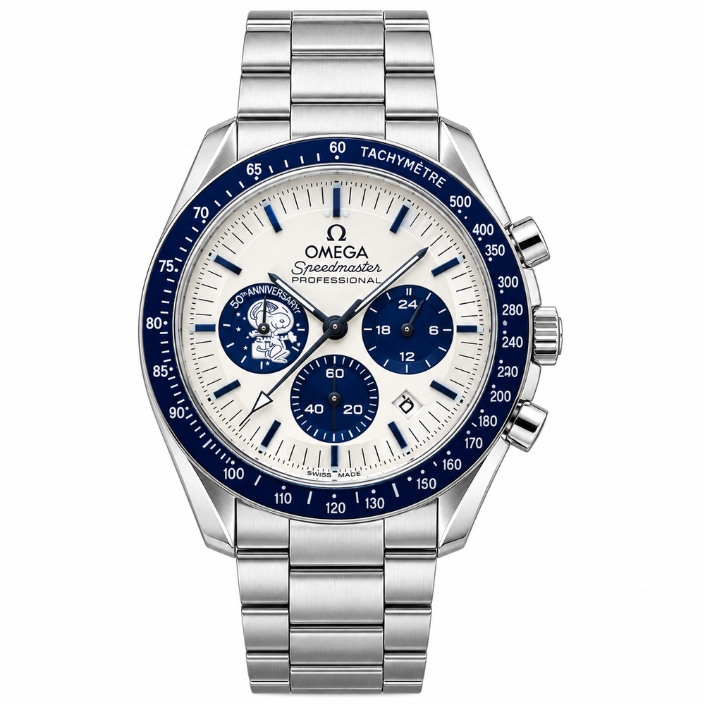 Omega Speedmaster Chronograph Blue Chain Watch