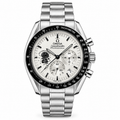 Racing Chronograph Watch — White Panda Dial, Steel Bracelet