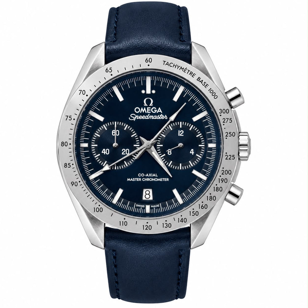 Racing Chronograph Watch — Blue Sunray Dial, Navy Leather