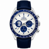 Racing Chronograph Watch — Silver Dial, Navy Leather